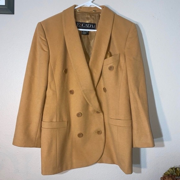 Escada Jackets & Blazers - Escada Women's Camel Double-Breasted Blazer